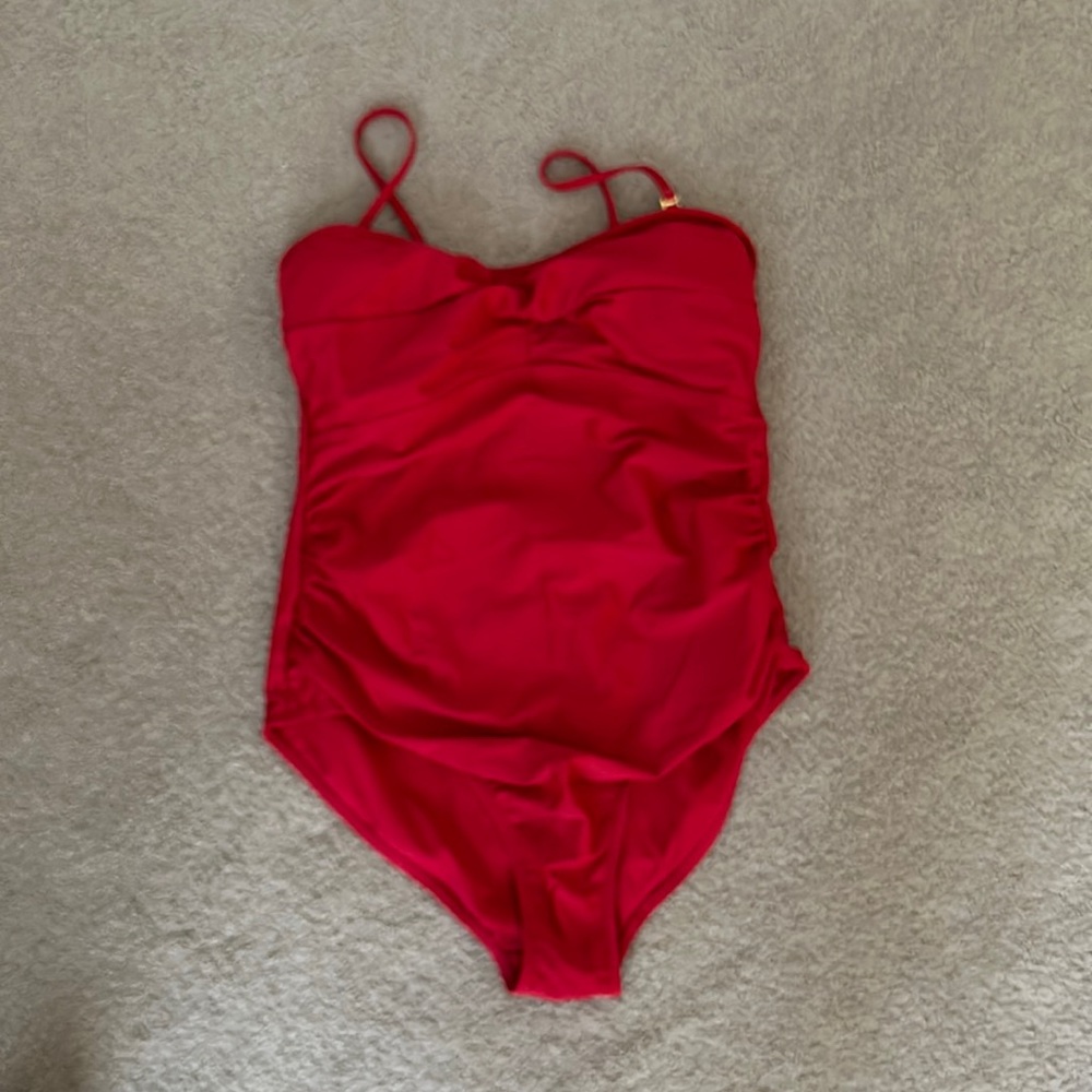 Red one piece bathing suit